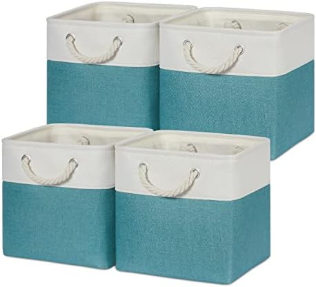 Temary Cubes Storage Baskets 11 Inch Cube Storage Bins 4 Pack Fabric Baskets by TEMARY