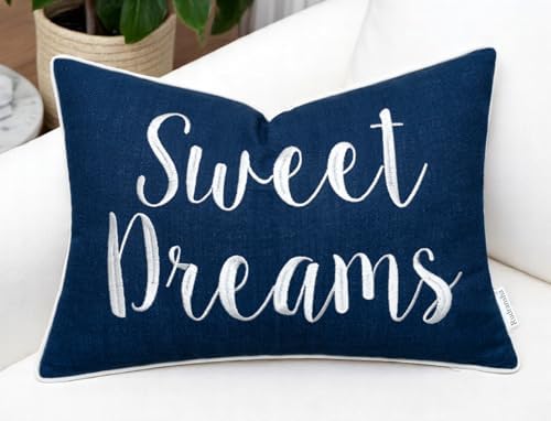 Rudransha Sweet Dreams Embroidered 12x18 Lumbar Pillow Cover by Rudransha
