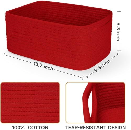 3 Pack Storage Baskets for Organizing, 13.7×9.5×6.3" - Image 3