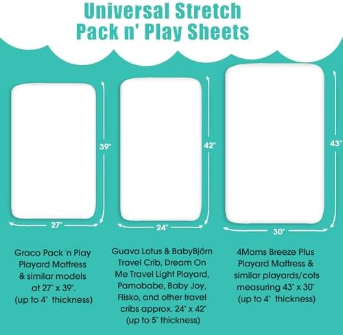 Pack n Play Sheets, BROLEX 2 Pack Mini Crib Sheets, Stretchy Portable Fitted - Image 3