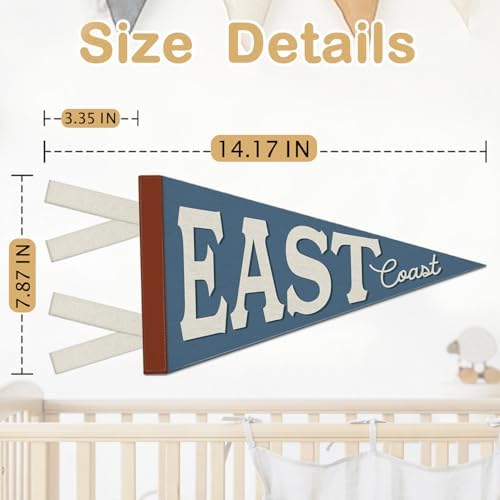Coastal Beach Room Decor, East Coast Pennant Felt Banners Flags - Image 7