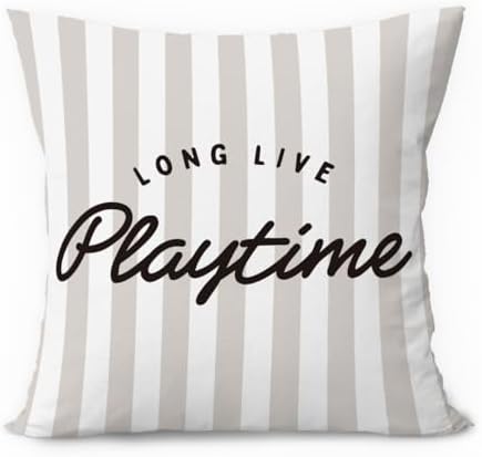 Playroom Decor Pillow Covers 18x18, Kids Room Decor, Long Live Playtime Neutral by ETVISOWallArt
