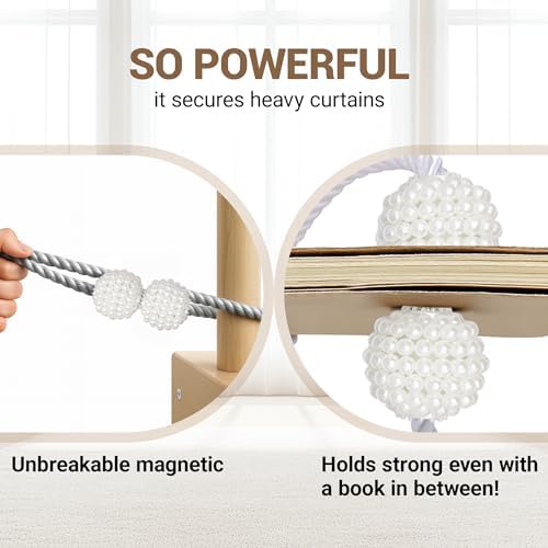 Hion Magnetic Curtain Tiebacks Grey 2pcs, Curtain Holdbacks Hooks Holders - Image 6
