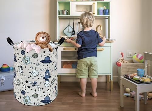 Round Laundry Basket Storage Bins Nursery Hamper Gift Baskets - Image 3