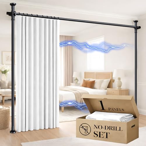 Room Divider Curtain Set-No Drilling Curtain Rod Set, Privacy Curtains by gonnrly