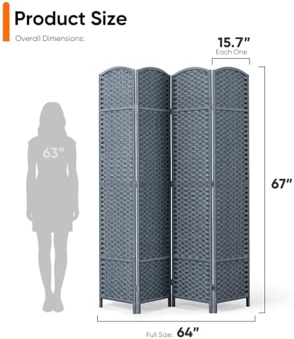 JOSTYLE Outdoor Privacy Screen 4-Panel Folding Room Divider Space Partition - Image 4