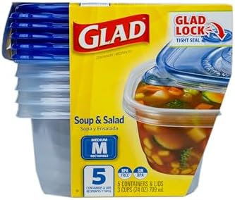 Glad GladWare Medium Rectangle Food Storage Containers, 24 Oz, 5 Ct - Image 2