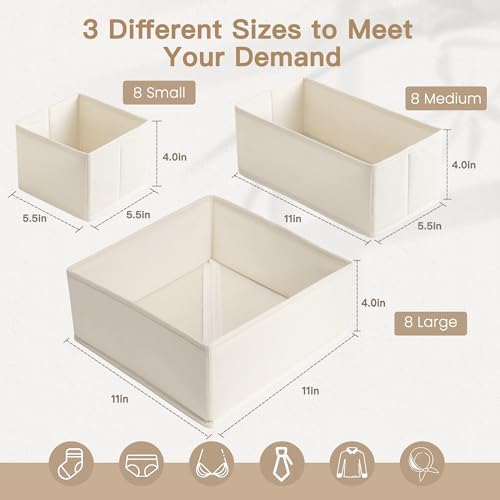 Criusia Drawer Organizer Clothes, 24 Pack Dresser Organizer - Image 3