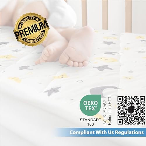 Waterproof Crib Mattress Protector Sheets, %100 Cotton Fabric, Absorbent - Image 4