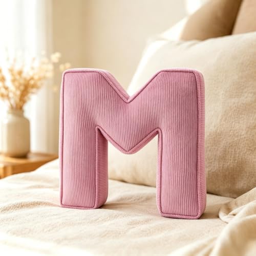 Pink Letter Plush Pillow, Letter Hugging Throw Pillows, Decorative Corduroy by Shapeazy