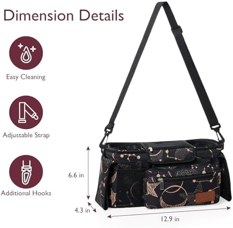 Momcozy Universal Baby Stroller Organizer, 2 Insulated Cup Holder, Detachable - Image 7