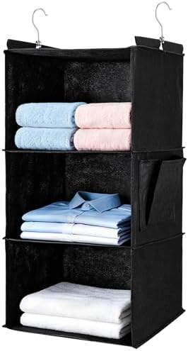 Hanging Closet Organizer and Shelves, 3 Shelves by BOOMIBOO