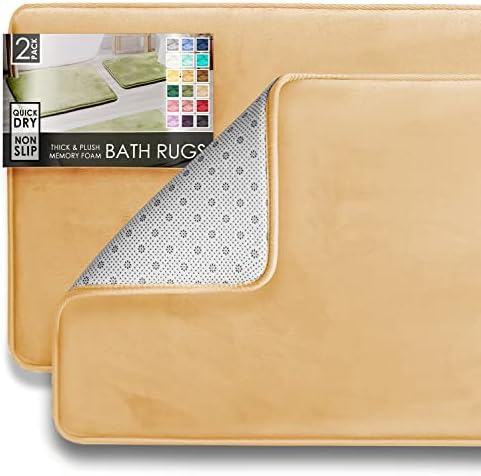 Clara Clark 2 Piece Bathroom Rugs Bath Mat Set, Velvet Memory Foam Bath Mats - Image 3