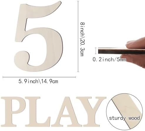 Wooden Numbers 8 Inch Large Paintable Wood Number 5 - Image 2