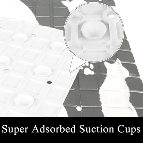 Bathtub Mat Non Slip 26.8x15.1 Inch, Cats Gray Shower Mat - Image 3