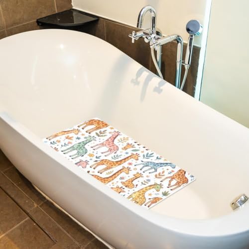 Bathtub Mat Non Slip 26.8x15.1 Inch, Cartoon Giraff Shower Mat - Image 5