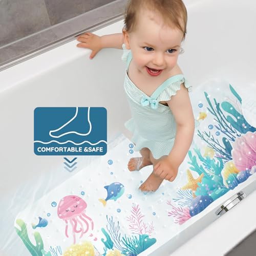 LNOND Bath Mat for Tub for Kids, Toddler Bathtub mat Non Slip, Coral Reef Fish - Image 6
