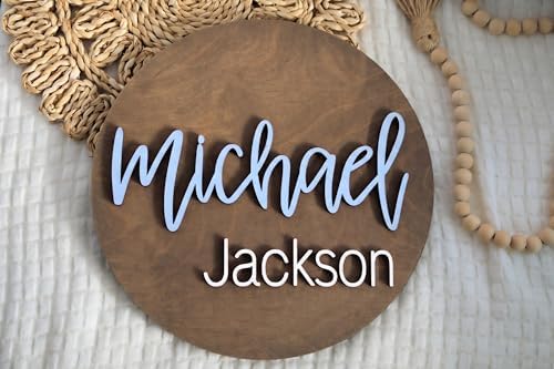 Custom Round Nursery Name Sign, Personalized 3D Baby Name Announcement Sign - Image 3