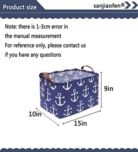 Rectangular Kids Storage Bins, Boys Baskets, Collapsible Anchor Organizer Bin - Image 4