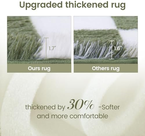Super Soft Rug for Bedroom, 6x9 Ft Green and White Area Rug Classic Checkered - Image 6