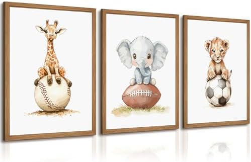 Sports Nursery Wall Art Baby Boys Room Canvas Pictures Safari Animal Wall Decor by Tanmart