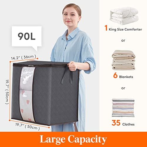 Lifewit 90L Extra Large Blanket Storage Bags, Foldable Comforter Storage - Image 2