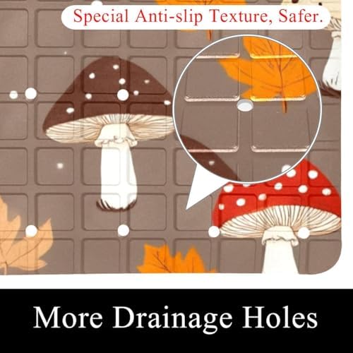 Bathtub Mat Non Slip 26.8x15.1In, Forest Mushrooms Bath Mat - Image 2