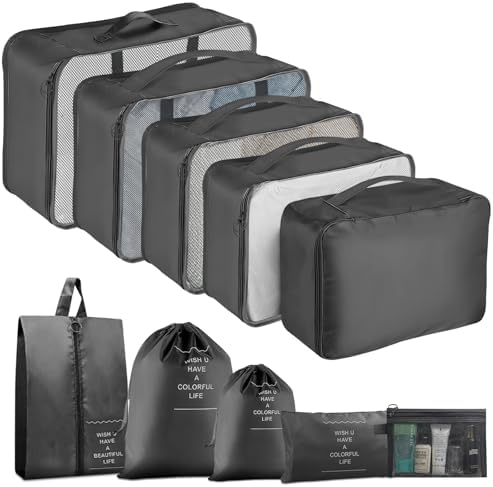 Packing Cubes for Travel 10 Set Luggage Organizer Bags by YEEYAA