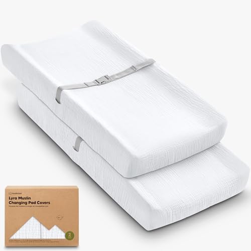 2pk Muslin Diaper Changing Pad Covers Boy, Soft Breathable by KeaBabies