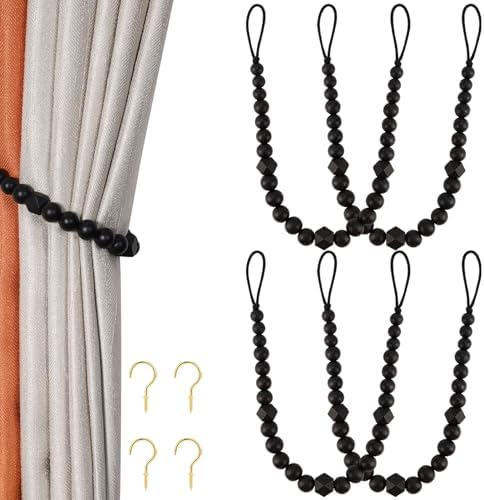 KLOGTSIND Wood Bead Curtain Tiebacks, 4 Pack Curtain Tie Backs by KLOGTSINDDirect