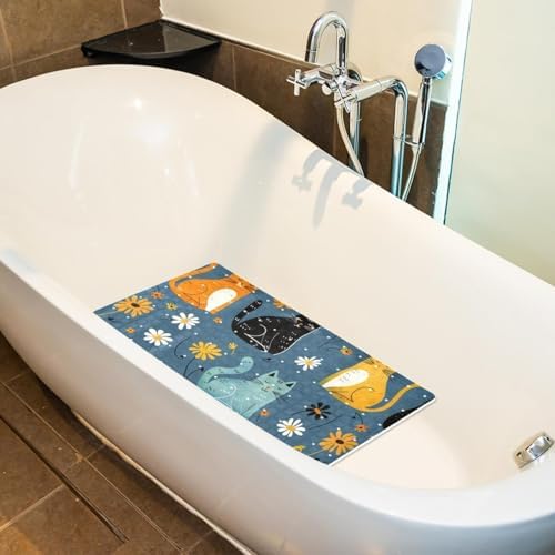 Shower Mat Non Slip, Cat Daisy Anti Slip Bath Mat - Image 5
