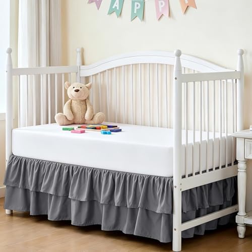 Ruffled Crib Bed Skirt, Soft Double Layer by Cobedzy