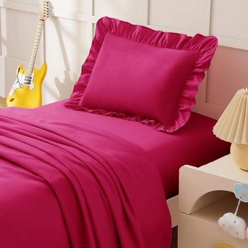 KKJIAF 3 Piece Hot Pink Toddler Sheet Set - Image 3