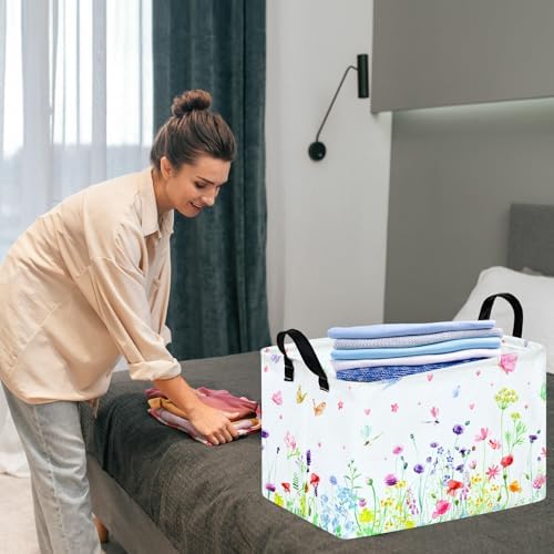 Spring Flower Gift Storage Basket Rectangle Storage Organizer - Image 4