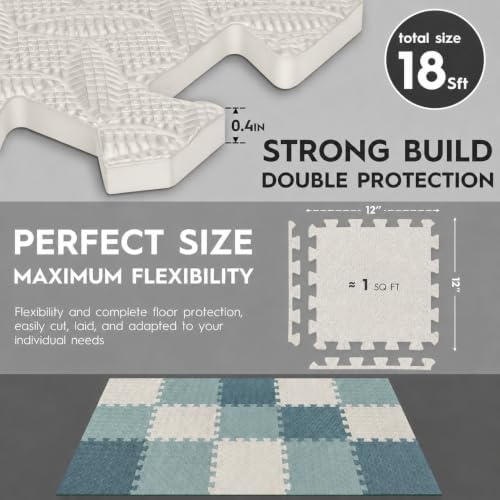 18 Pcs EVA Foam Floor Tiles, Puzzle Exercise Mat Set - Image 3
