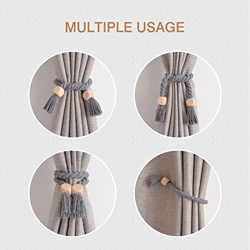 NICEEC 2 Pack Wooden Cube Magnetic Curtain Tiebacks Boho Home Decor Drape Tie - Image 6