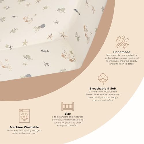 Crane Baby 100% Cotton Under The Sea Fitted Crib Sheet - Image 2