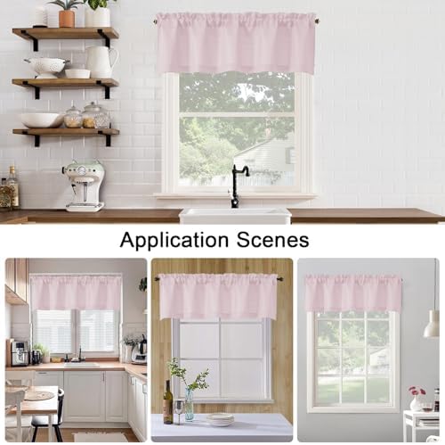 Chyhomenyc Blush Pink Valance for Windows, Light Filtering Faux Linen Solid - Image 6