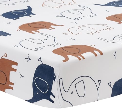 Lambs & Ivy Playful Elephant Blue/White Cotton 3-Piece Baby Crib Bedding Set - Image 4