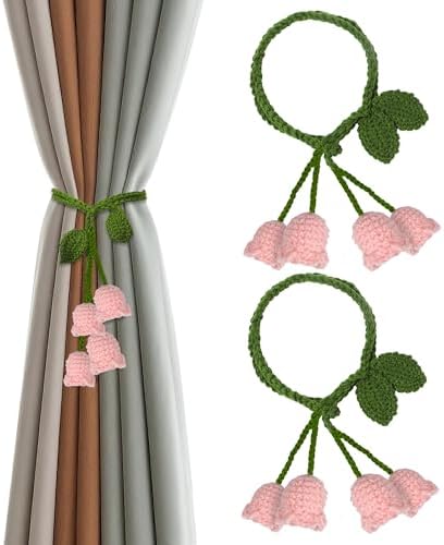 2 Pack Boho Handmade Flower Curtain Tiebacks Curtain Holdbacks by OCIOLI