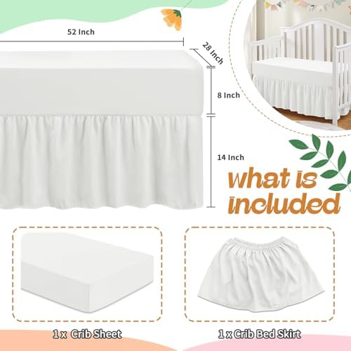 SiinvdaBZX 2-Piece Set Ruffled Crib Skirt & Crib Sheet - Image 4