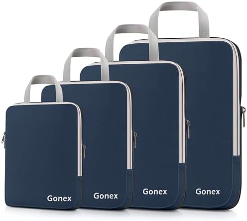 Gonex Compression Packing Cubes, 4-Piece Expandable Travel Organizers by Gonex