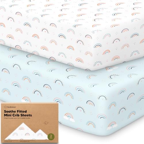 2pk Mini Crib Sheets Fitted 38x26 Pack N Play Mattress Sheet by KeaBabies