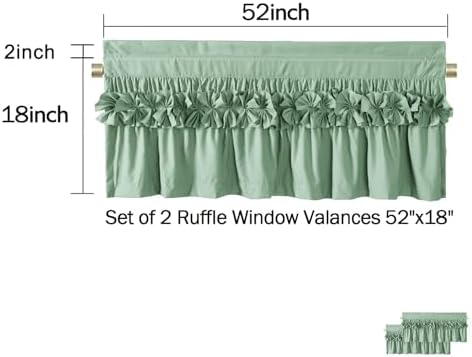 HIG 2 Pack Sage Ruffle Handcrafted Window Valances - Image 6