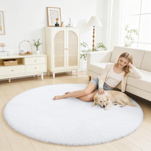 OLANLY White Round Rugs for Bedroom - Image 5
