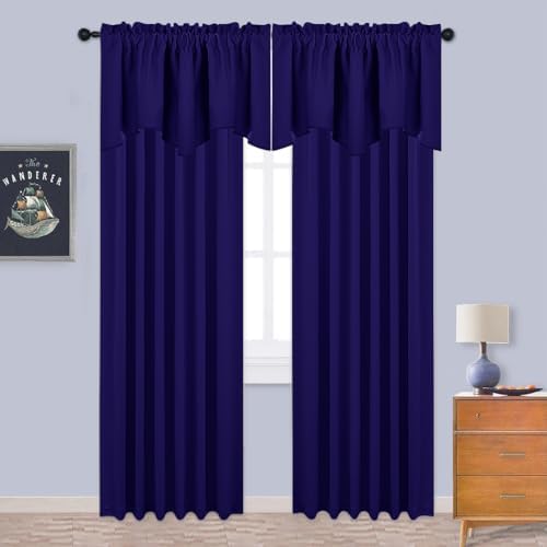 NICETOWN Navy Blue Blackout Valance Curtains - Image 5