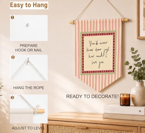 KDHTY Pink Girl Nursery Canvas Hanging Pennant Flag Banner, You'll Never Know - Image 6
