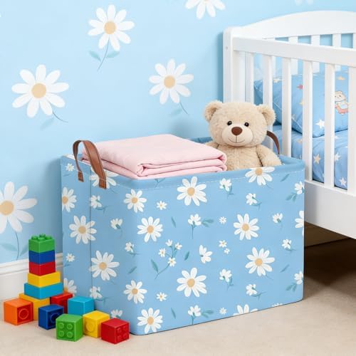 Rectangular Daisy Storage Basket, Kids Laundry Hamper, Waterproof foldable kids - Image 6