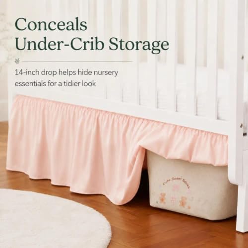 Crib Skirt with Platform, Ruffled Wave Design Baby Bed Skirt - Image 3