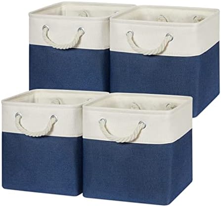 Temary Fabric Storage Cubes 11x11 Cube Storage Bins 4Pack Blue Basket by TEMARY